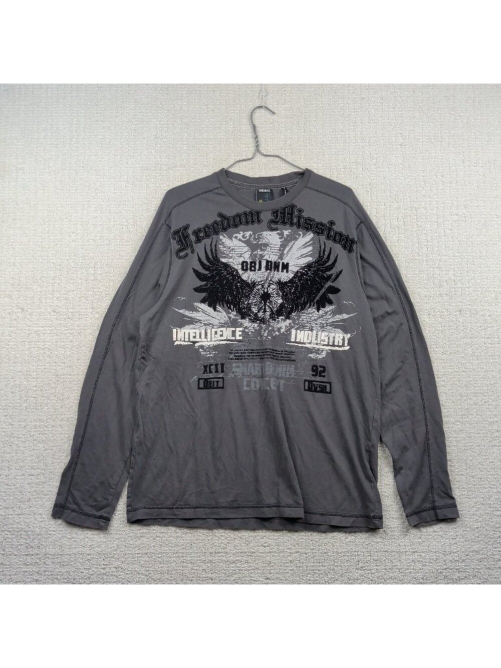 Y2K Grunge Goth Emo Black Long Sleeve Graphic T-Shirt Affliction Style Men Sz M